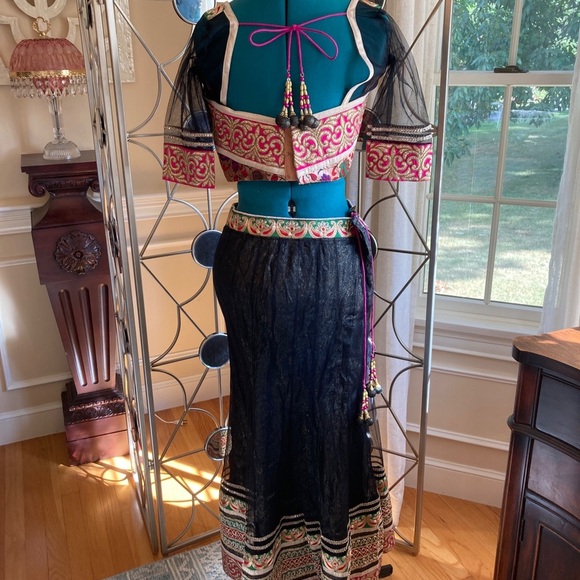 Indian Designer Black and Pink Chaniya Choli Navratri Garba Dress - Picture 14 of 15